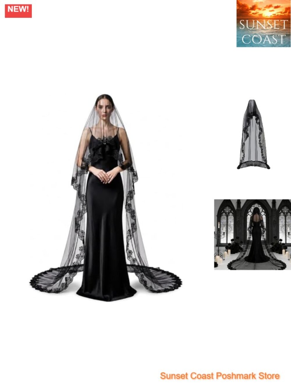 Lace Tulle Cathedral Veil Gothic Bridal Wedding Headpiece